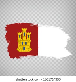 Flag of Castilla La Mancha brush strokes. Flag Autonomous Community Castilla La Mancha on transparent background for your web site design, logo, app, UI. Kingdom of Spain. Stock vector.  EPS10.