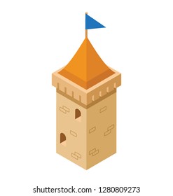 Flag Castle, isometric vector icon
