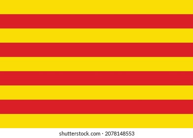 Flag of Catalonia is an autonomous community of Spain, designated as a nationality by its Statute of Autonomy. Vector illustration