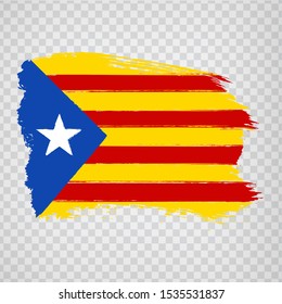 Flag Catalonia from brush strokes. Flag Autonomous Community of Catalonia on transparent background for your web site design, logo, app, UI. Spain. Stock vector.  EPS10.
