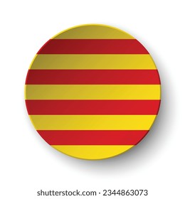 Flagge Kataloniens. Button-Flag-Symbol. Standardfarbe. Circle Icon Flag. 3D-Abbildung. Computergrafik. Digitale Illustration. Vektorgrafik.