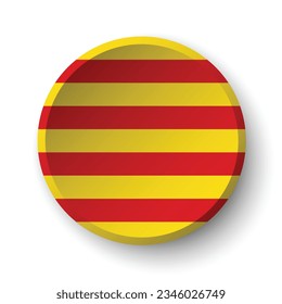Flag of Catalonia. Button flag icon. Standard color. Circle icon flag. 3d illustration. Computer illustration. Digital illustration. Vector illustration.