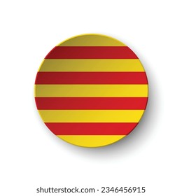 Flagge Kataloniens. Button-Flag-Symbol. Standardfarbe. Circle Icon Flag. 3D-Abbildung. Computergrafik. Digitale Illustration. Vektorgrafik.