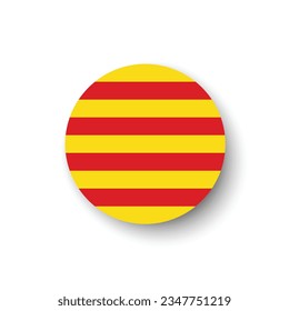 Flag of Catalonia. Button flag icon. Standard color. Circle icon flag. 3d illustration. Computer illustration. Digital illustration. Vector illustration.