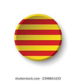 Flag of Catalonia. Button flag icon. Standard color. Circle icon flag. 3d illustration. Computer illustration. Digital illustration. Vector illustration.