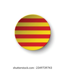 Flag of Catalonia. Button flag icon. Standard color. Circle icon flag. 3d illustration. Computer illustration. Digital illustration. Vector illustration.