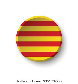 Flag of Catalonia. Button flag icon. Standard color. Circle icon flag. 3d illustration. Computer illustration. Digital illustration. Vector illustration.
