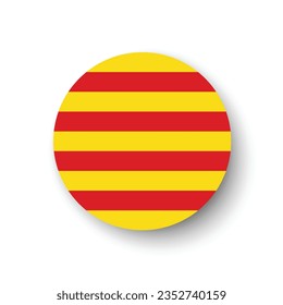 Flag of Catalonia. Button flag icon. Standard color. Circle icon flag. 3d illustration. Computer illustration. Digital illustration. Vector illustration.