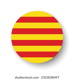 Flag of Catalonia. Button flag icon. Standard color. Circle icon flag. 3d illustration. Computer illustration. Digital illustration. Vector illustration.
