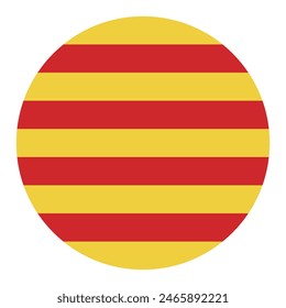 Flag of Catalonia. Catalonia circle flag. Flag icon. Standard color. Round flag. Computer illustration. Digital illustration. Vector illustration.