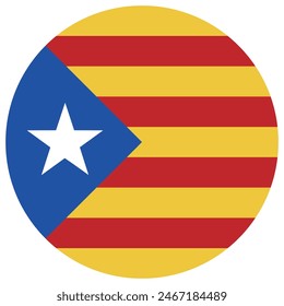 Flag of Catalonia. Catalonia circle flag. Flag icon. Standard color. Round flag. Computer illustration. Digital illustration. Vector illustration.