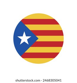 Flag of Catalonia. Catalonia circle flag. Flag icon. Standard color. Round flag. Computer illustration. Digital illustration. Vector illustration.