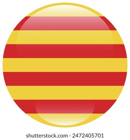 Flag of Catalonia. Catalonia circle flag. Flag icon. Standard color. Round flag. Computer illustration. Digital illustration. Vector illustration.