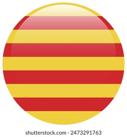 Flag of Catalonia. Catalonia circle flag. Flag icon. Standard color. Round flag. Computer illustration. Digital illustration. Vector illustration.