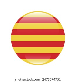 Flag of Catalonia. Catalonia circle flag. Flag icon. Standard color. Round flag. Computer illustration. Digital illustration. Vector illustration.