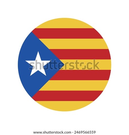 Flag of Catalonia. Catalonia circle flag. Flag icon. Standard color. Round flag. Computer illustration. Digital illustration. Vector illustration.