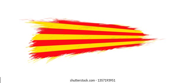 Flag of Catalonia in grunge brush stroke, vector grunge illustration.