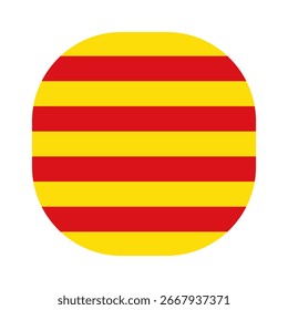 Ícone Bandeira da Catalunha. Catalunha arredondada quadrada ícone da bandeira vetor digital projeto de ilustração. Fundo branco.