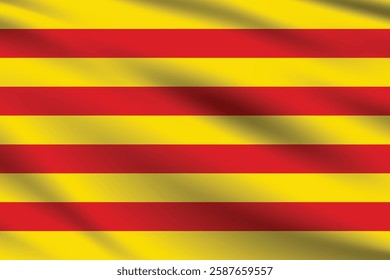 Flag of Catalonia. Catalonia flag official colors and proportion digital vector illustration. Waving flag.