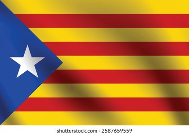 Flag of Catalonia. Catalonia flag official colors and proportion digital vector illustration. Waving flag.