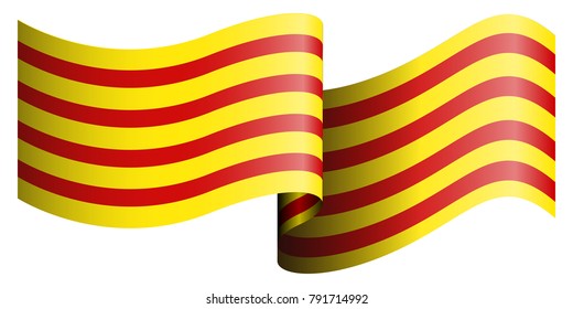 Flag of Catalonia on a white background, Vector illustration