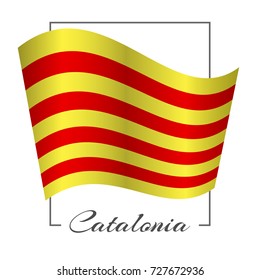 Flag of Catalonia in a rectangular frame with the inscription Catalonia Red and yellow stripes on the flag Referendum on the independence of Catalonia Background Vector