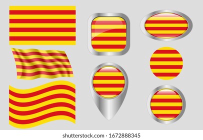 The Flag of Catalonia, Spain