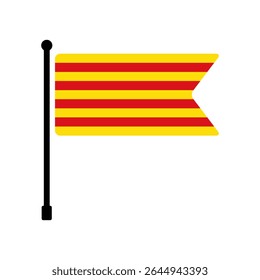Bandeira da Catalunha. Design de ícone de ilustração de vetor da bandeira da Catalunha. Ícone do sinalizador de polo.
