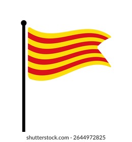 Bandeira da Catalunha. Design de ícone de ilustração de vetor da bandeira da Catalunha. Bandeira de mastro flutuante.