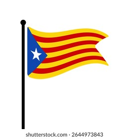 Bandeira da Catalunha. Design de ícone de ilustração de vetor da bandeira da Catalunha. Bandeira de mastro flutuante.