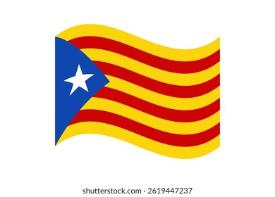 Flag of Catalonia. Catalonia wave flag digital vector illustration.