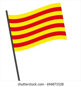 Flag of Catalunya , Catalunya flag waving isolated vector illustration