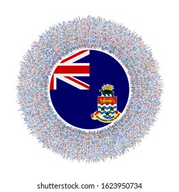 Flag of Cayman with colorful rays. Radiant country sign. Shiny sunburst with Cayman flag. Classy vector illustration.