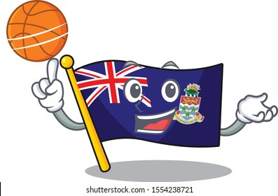 flag cayman holding basketball islands on the mascot