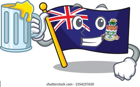 flag cayman islands in character shape holding juice