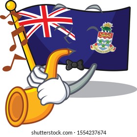 flag cayman islands in character shape with trumpet