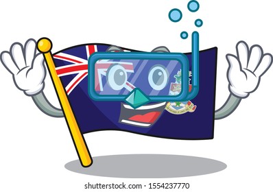 flag cayman islands isolated diving with cartoon