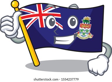 flag cayman islands isolated thumbs up with cartoon