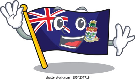 flag cayman islands isolated waving with cartoon