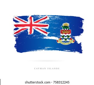 Flag of the Cayman Islands. Vector illustration on white background. Beautiful brush strokes. Abstract concept. Elements for design.