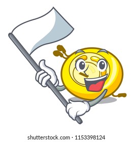 With flag CD player mascot cartoon