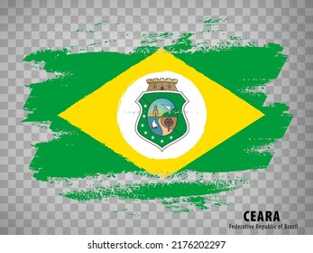 Bandera de Ceara a partir de pinceladas. República Federal del Brasil. Bandera Sergipe de Brasil sobre fondo transparente para tu diseño de sitio web, aplicación, UI. Brasil. Vector de material. EPS10.