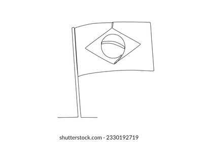 A flag celebrating Brazil's Freedom Day. 7 de setembro one-line drawing