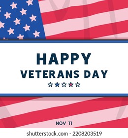 Flag in celebration for thank you Veterans Day kawaii doodle flat vector illustration Premium Vector
