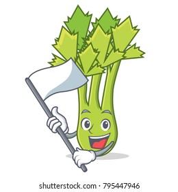With flag celery mascot cartoon style