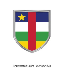 Flag of Central African with metal shield frame