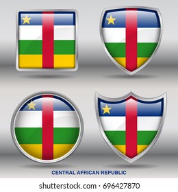 Flag of Central African Republic in 4 shapes collection with clipping path