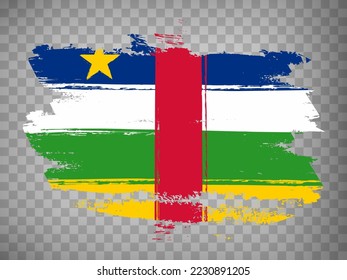 Die Flagge der Zentralafrikanischen Republik hat einen Pinselstrich.  Flag der CAR auf transparentem Hintergrund für Ihr Web-Site-Design, App, UI.  Stock-Vektorgrafik. EPS10.