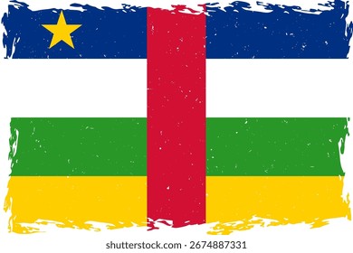Bandera de la República Centroafricana de trazo de pincel textura grunge