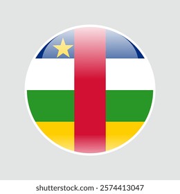 The flag of central african republic. Circle icon flag. Button flag icon. glossy circle badge. 3d illustration. 